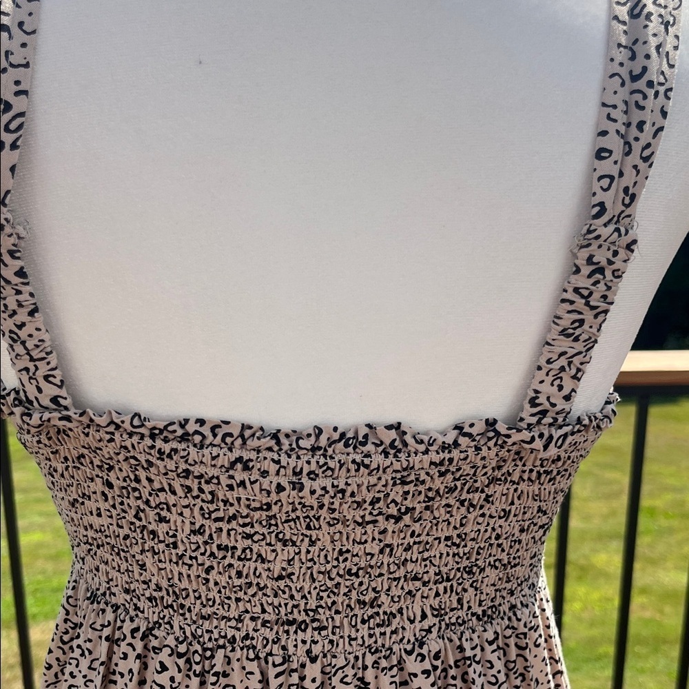 Japna Leopard Print Button Front Midi Dress – Smocked Back – Size S – Cottagecor - Picture 5 of 7